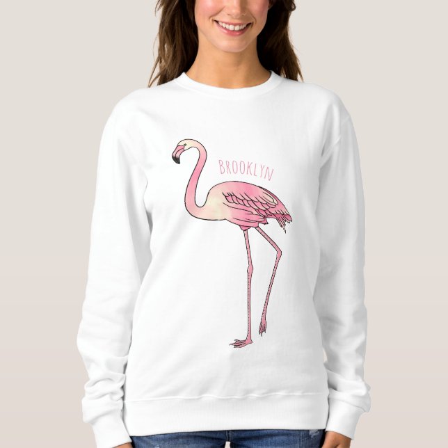 Sudadera Ilustracion personalizado de aves de Flamingo (Anverso)