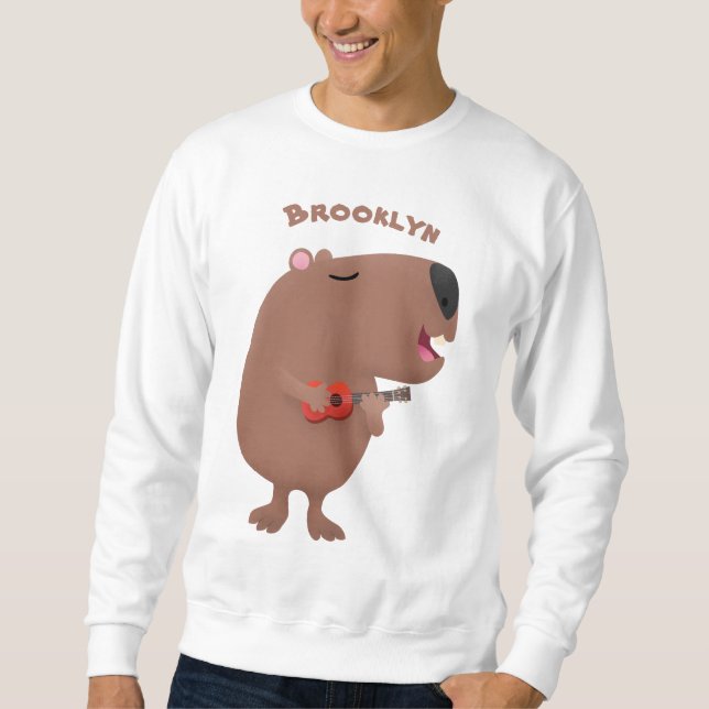 Sudadera Ilustracion personalizado de capybara ukulele cant (Anverso)