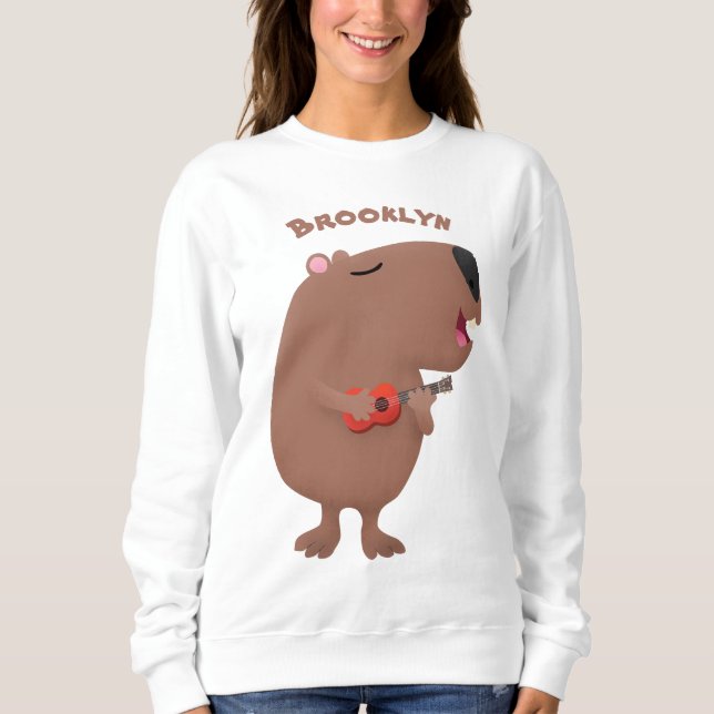 Sudadera Ilustracion personalizado de capybara ukulele cant (Anverso)