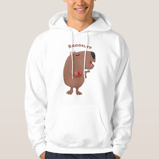 Sudadera Ilustracion personalizado de capybara ukulele cant (Anverso)