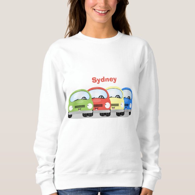 Sudadera Ilustracion personalizado de coches Cute kawaii (Anverso)