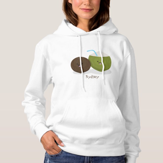 Sudadera Ilustracion personalizado de cocos kawaii alegres (Anverso)