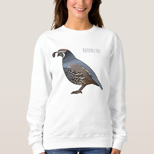 Sudadera Ilustracion personalizado de codorniz de Californi (Anverso)