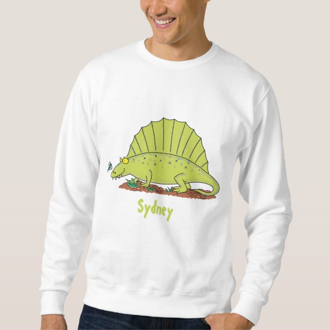 Sudadera Ilustracion personalizado de dimetrodon verde lind (Anverso)