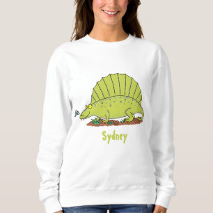 Sudadera Ilustracion personalizado de dimetrodon verde lind