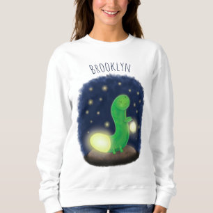 Sudadera Ilustracion personalizado de gusano de brillo verd
