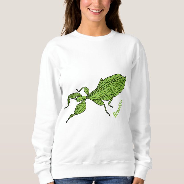 Sudadera Ilustracion personalizado de insectos de hoja verd (Anverso)