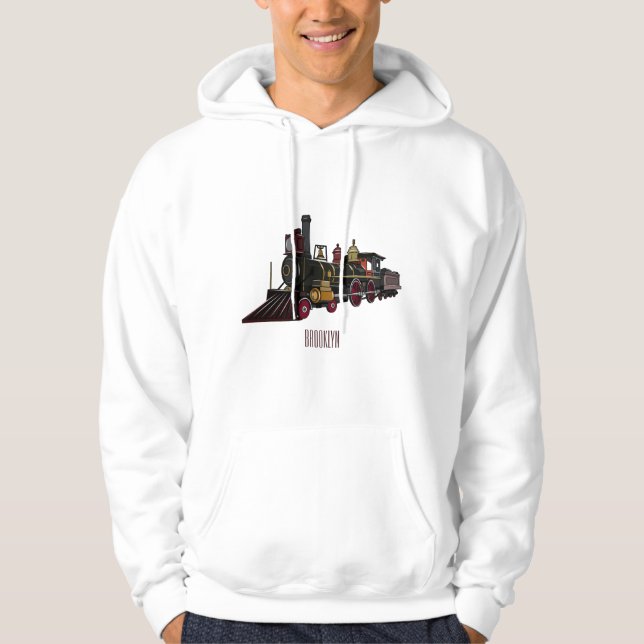 Sudadera Ilustracion personalizado de locomotora de vapor (Anverso)