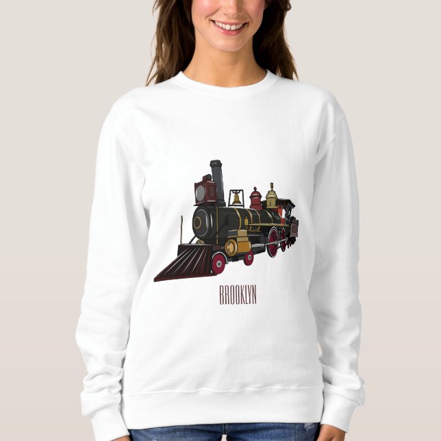 Sudadera Ilustracion personalizado de locomotora de vapor (Anverso)