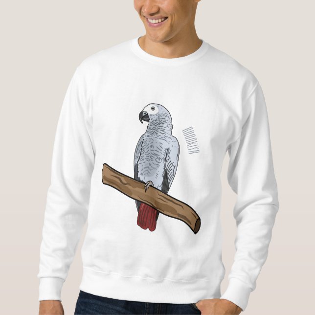 Sudadera Ilustracion personalizado de loro gris africano (Anverso)