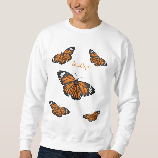 Sudadera Ilustracion personalizado de mariposa monarca (Anverso)