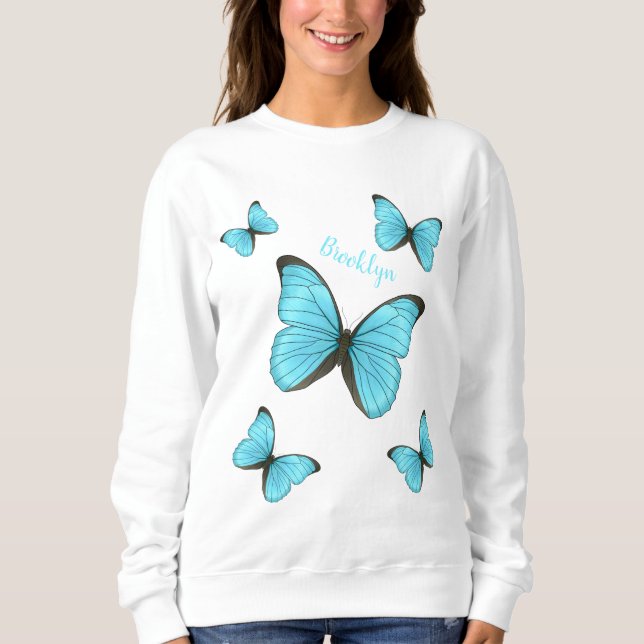 Sudadera Ilustracion personalizado de mariposas morfo (Anverso)