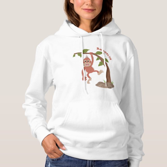 Sudadera Ilustracion personalizado de orangután bebé feliz (Anverso)