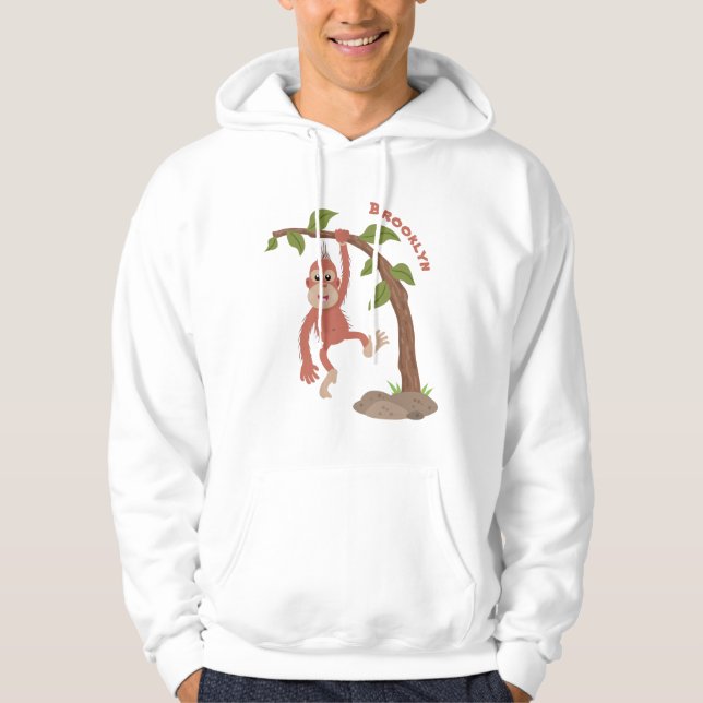 Sudadera Ilustracion personalizado de orangután bebé feliz (Anverso)
