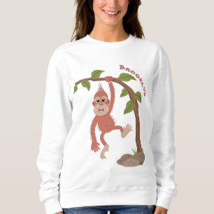 Sudadera Ilustracion personalizado de orangután bebé feliz