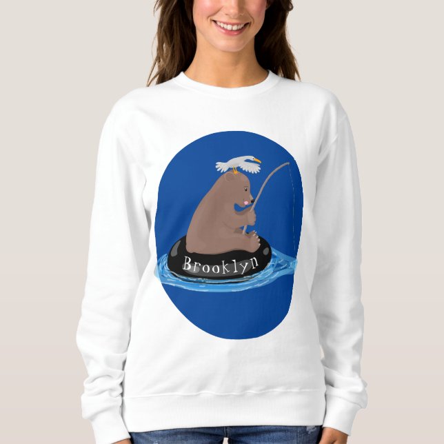 Sudadera Ilustracion personalizado de pesca de cachorro de  (Anverso)