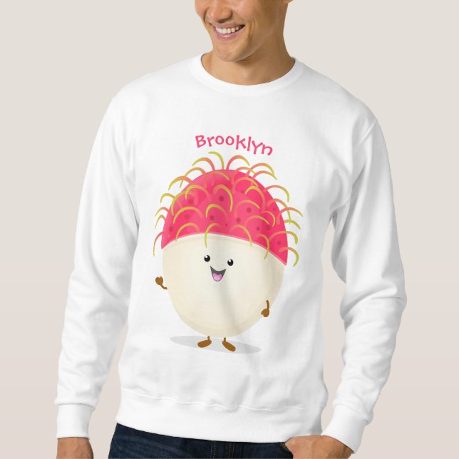 Sudadera Ilustracion personalizado de rambután rosa suave (Anverso)