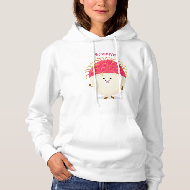 Sudadera Ilustracion personalizado de rambután rosa suave (Anverso)