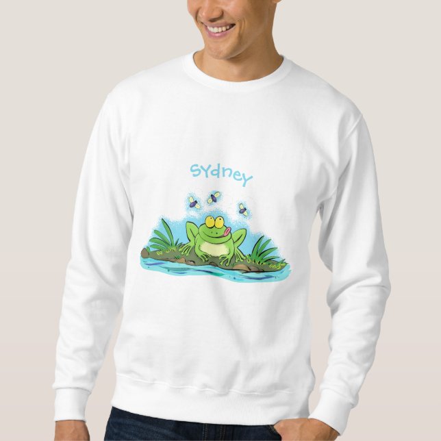 Sudadera Ilustracion personalizado de rana verde dulce (Anverso)
