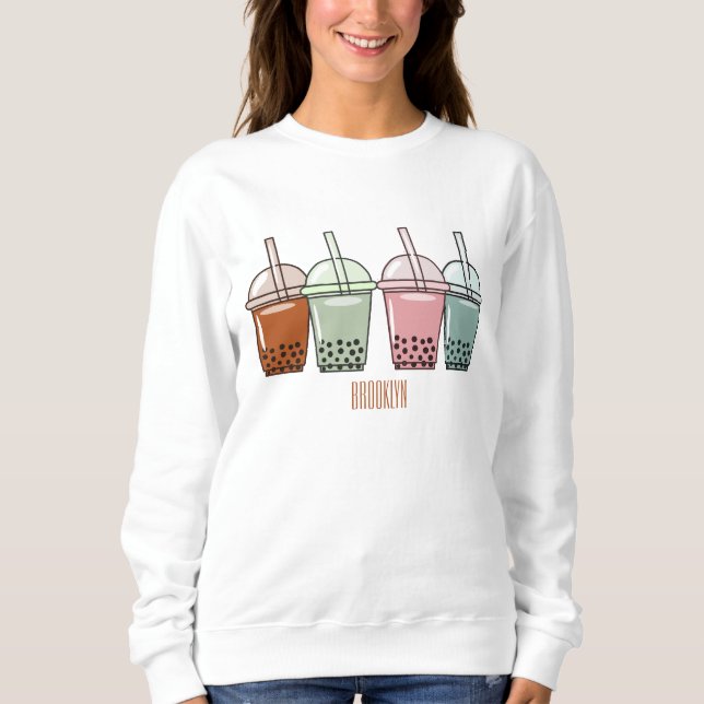 Sudadera Ilustracion personalizado de té de burbujas (Anverso)