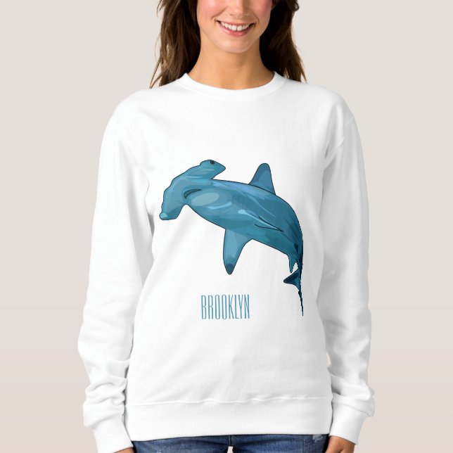 Sudadera Ilustracion personalizado de tiburón martillo (Anverso)