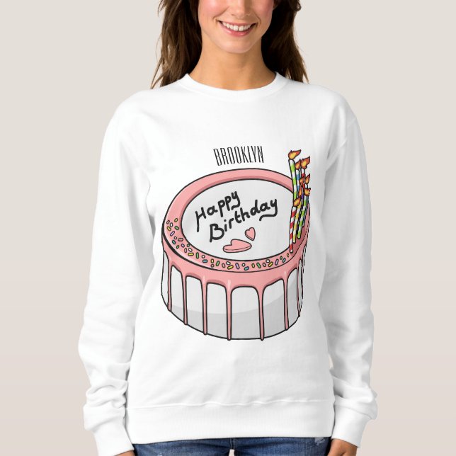 Sudadera Ilustracion personalizado de torta de cumpleaños (Anverso)