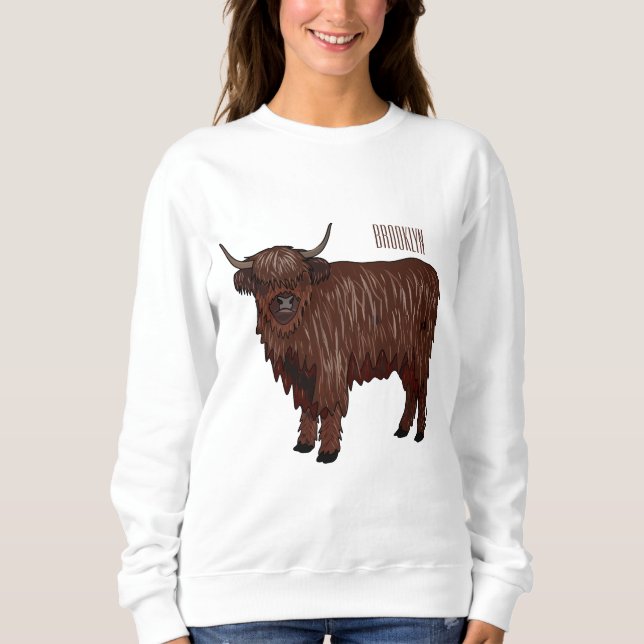 Sudadera Ilustracion personalizado de vaca de Highland (Anverso)