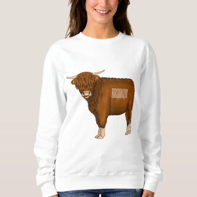 Sudadera Ilustracion personalizado de vaca de Highland (Anverso)