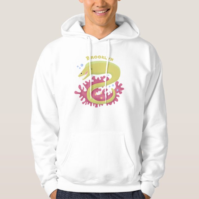 Sudadera Ilustracion personalizado gracioso de moray verde (Anverso)