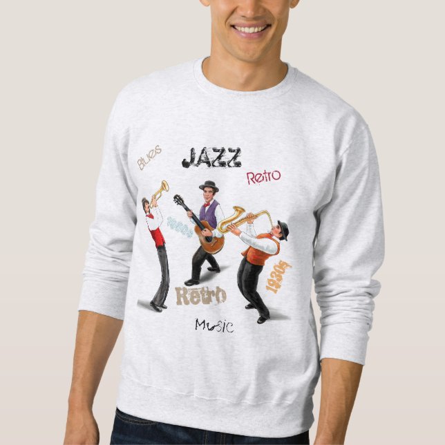Sudadera Ilustracion retro musical de jazz (Anverso)