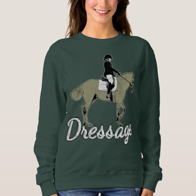Sudadera Ilustracion Vintage de Dressage Ecuestre. (Anverso)
