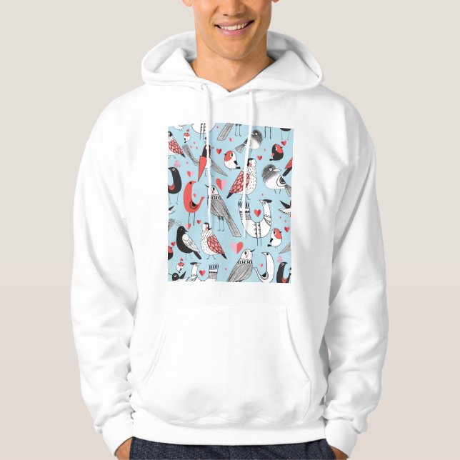 Sudadera Ilustraciones de pájaros divertidos, gráficos sin  (Anverso)