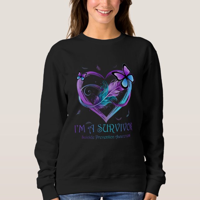 Sudadera I'm A Survivor Butterfly Heart Suicide Prevention  (Anverso)