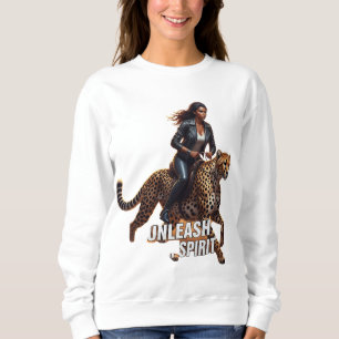 Sudadera Imagen brillante de una mujer segura montando una