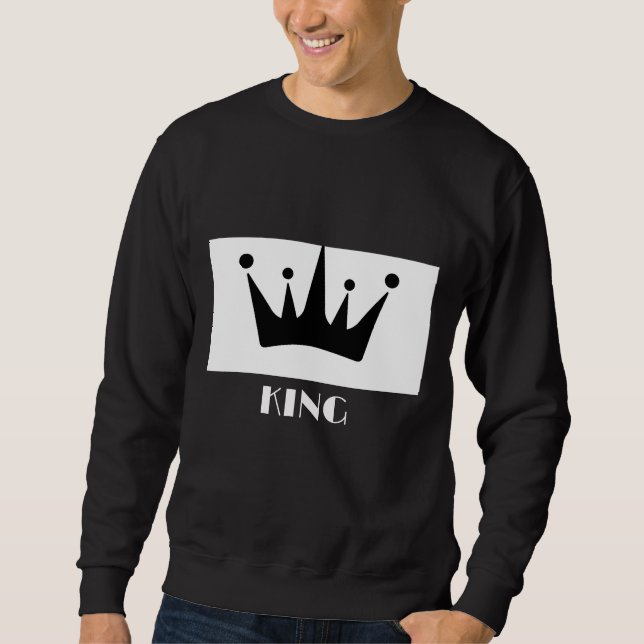 Sudadera Imagen de corona de color negro de texto rey perso (Anverso)