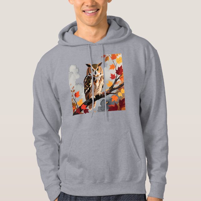 Sudadera Impresión artística de fauna silvestre de búho maj (Anverso)