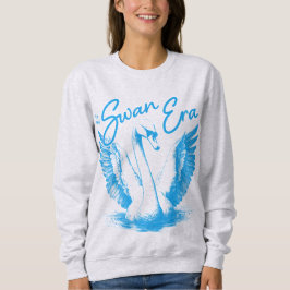 Sudadera Impresión azul de la era del cisne vintage