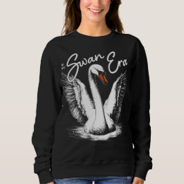 Sudadera Impresión blanca de la era del cisne vintage