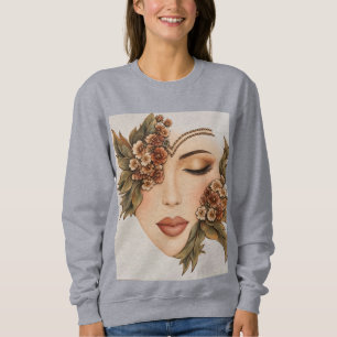 Sudadera Impresión de arte de retrato de mujer floral origi