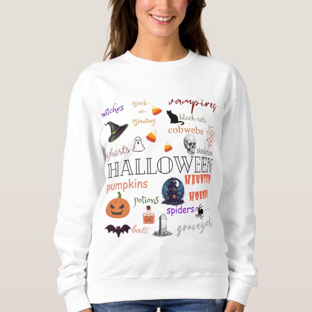 Sudadera Impresión de Collage de Halloween (Anverso)
