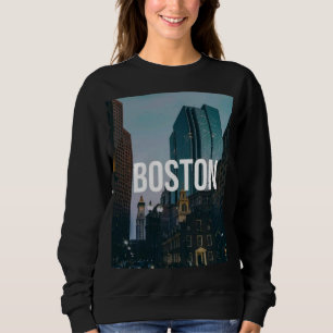 Sudadera Impresión de paisaje urbano vintage de Boston - Ar