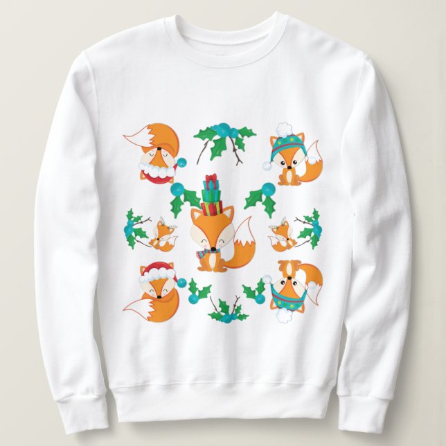 Sudadera Impresión de patrón de tema de Navidades de Fox (Anverso del diseño)