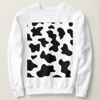 Sudadera impresión de vaca de granja blanca y negra