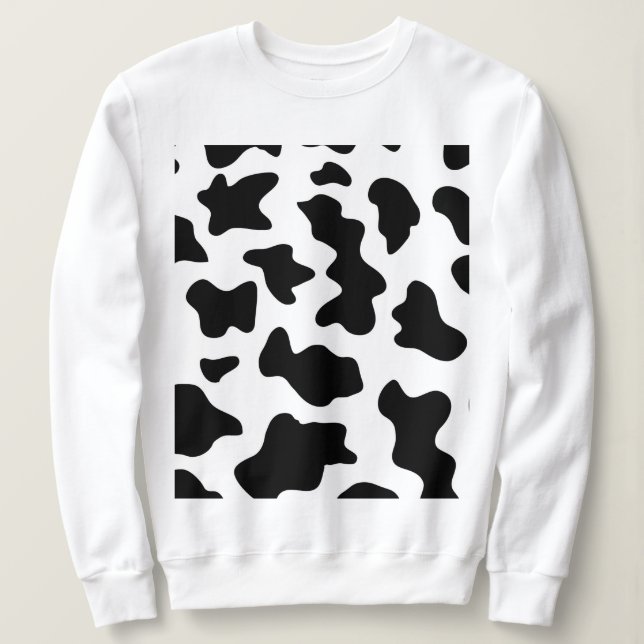 Sudadera impresión de vaca de granja blanca y negra (Anverso del diseño)