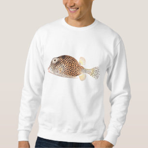 Sudadera Impresión manchada de los pescados del vintage del