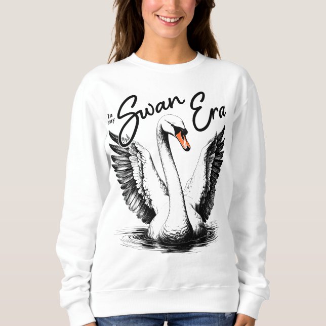 Sudadera Impresión negra de la era del cisne (Anverso)