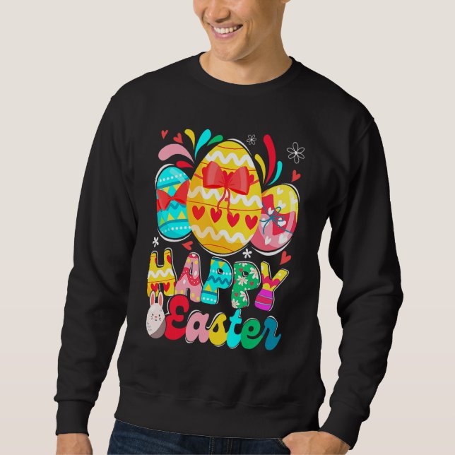 Sudadera Impresionante caza de huevos conejo Pascua Feliz D (Anverso)