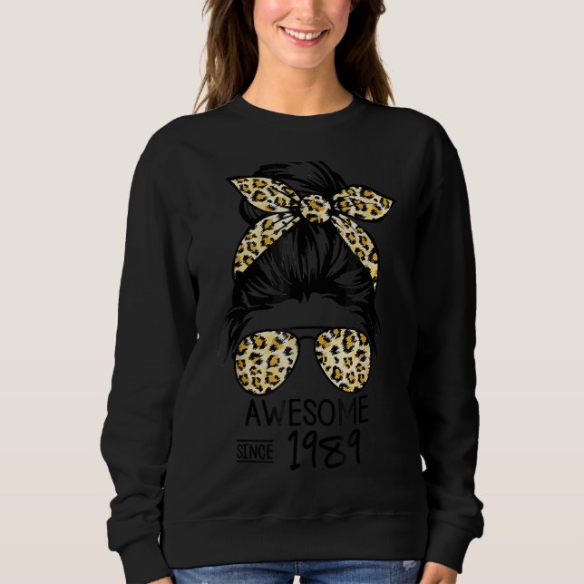 Sudadera Impresionante desde 1989 Mesy Bun Leopard Sunglass (Anverso)