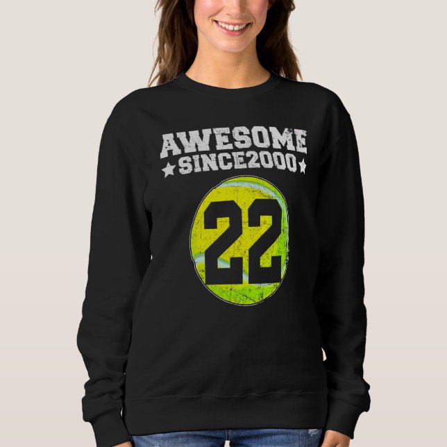 Sudadera Impresionante desde 2000 Tenis 22º cumpleaños 22 a (Anverso)