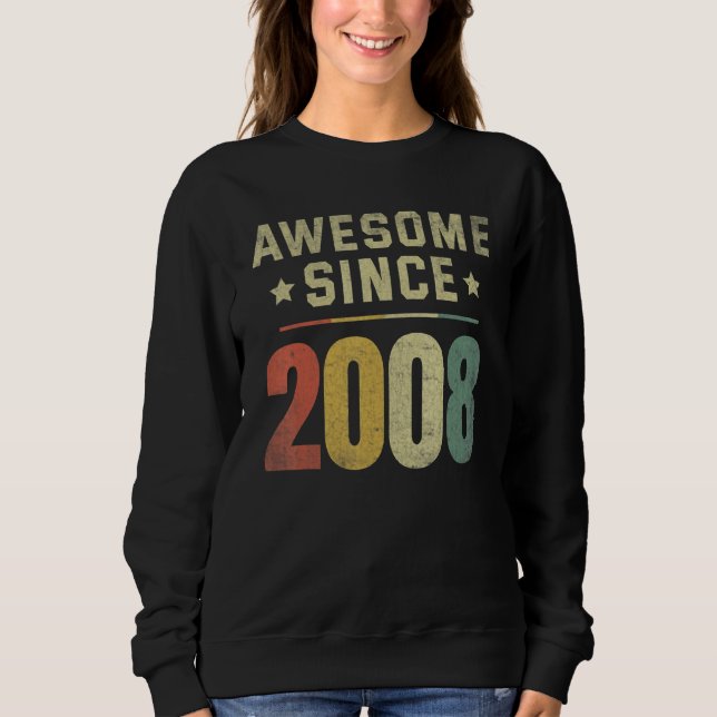 Sudadera Impresionante desde 2008 14º cumpleaños retro de m (Anverso)